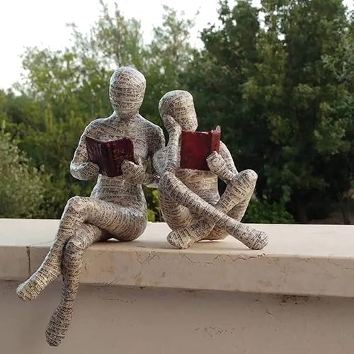Miniatura 3 de Qauxbul Figura de mujer de lectura, decoración de estantería de lectura de mujer pulp, estatua de resina de estilo pensador, esculturas abstractas