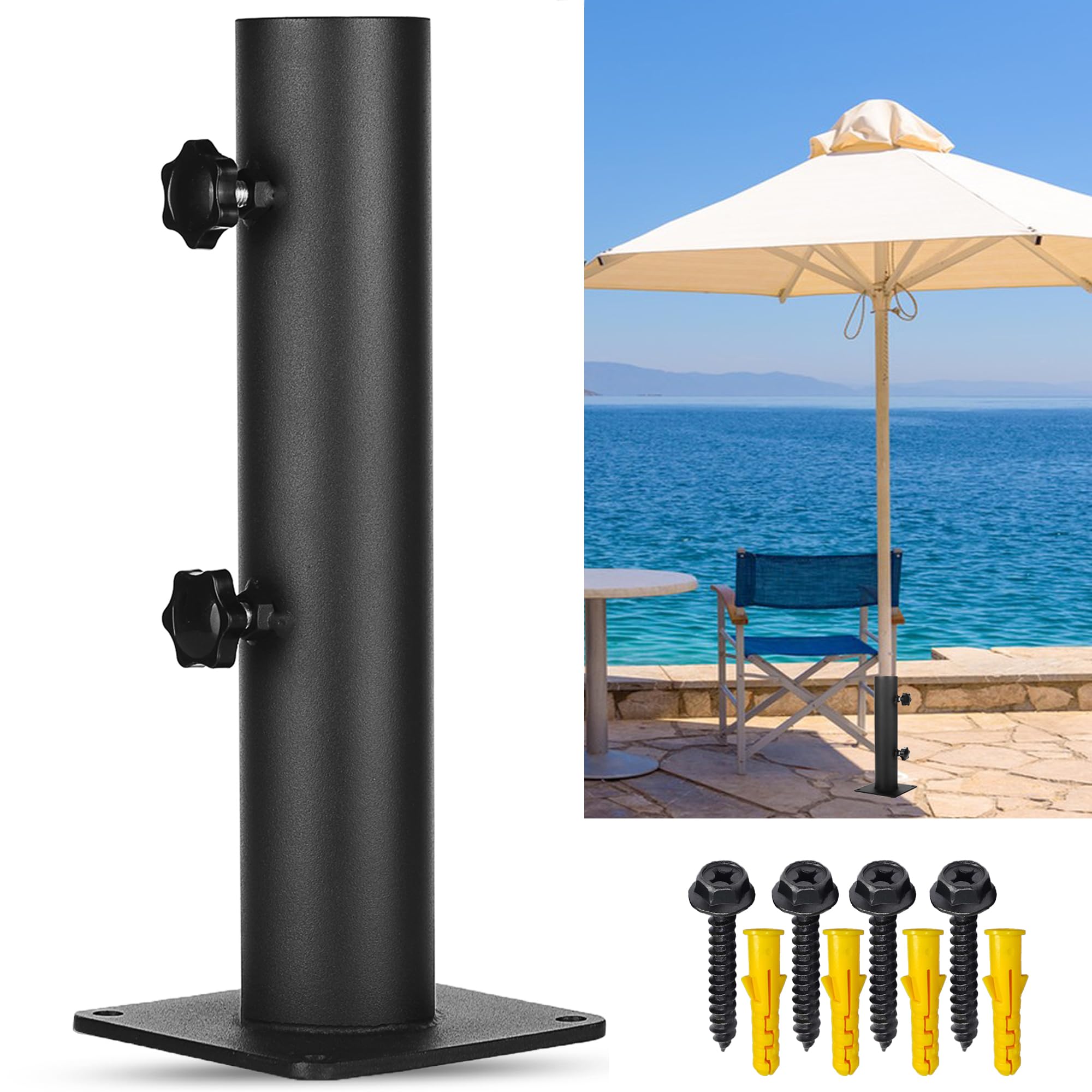 Base per ombrelli da giardino, supporto per ombrellone e montaggio a doppia mano, per ponti, banchine, patio, giardino, pontoni, tavoli da picnic (1)