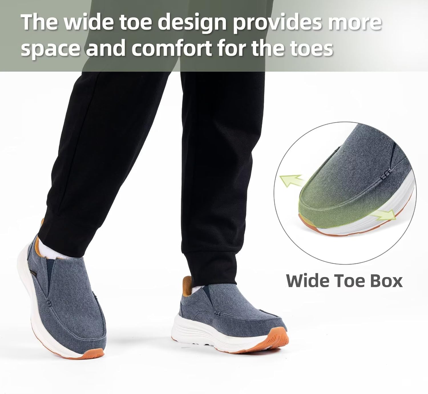 Men's Orthopedic Slip On Loafers with Arch Support: Comfortable Plantar Fasciitis Orthotic Shoes for Plantar Fasciitis, Canvas Thick Sole Walking Shoes for Foot and Heel Pain Relief - Image 7