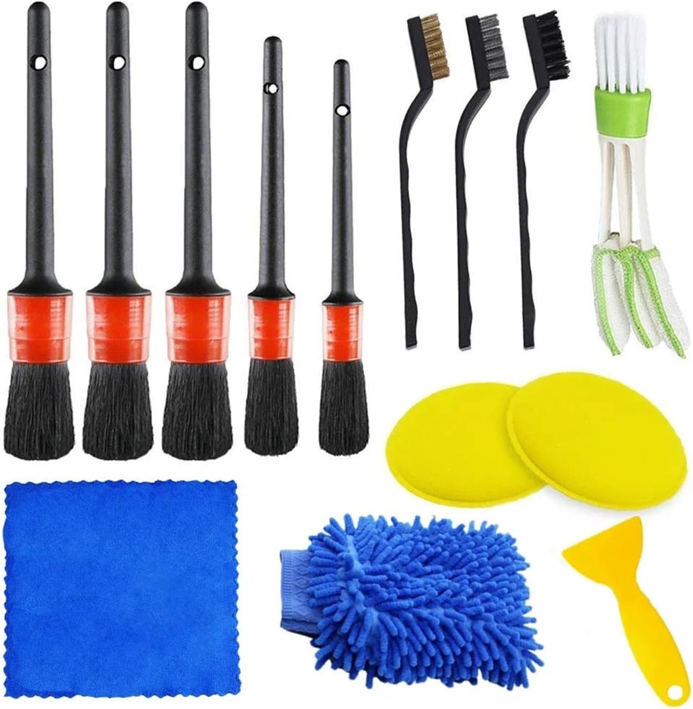 SSIMOO Car Cleaning Kit Scrubber Drill Detailing Brush Set Air Conditioner Vents Towel Polisher Car Auto Detailing Tools(Set 1-36Pcs)