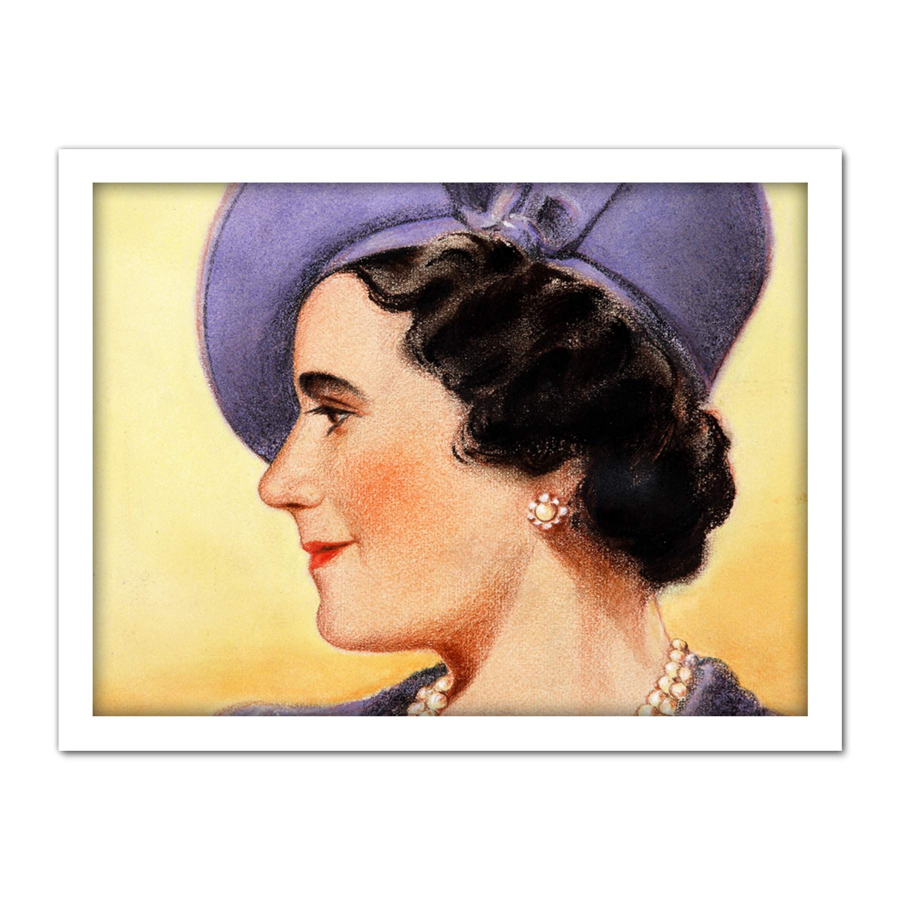 Timym Portrait Queen Elizabeth (Bowes-Lyon) England Painting Artwork Framed Wall Art Print 18X24 Inch