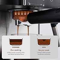 Vista 3 de Máquina de café espresso de 20 bares, cafetera espresso profesional con espumador de leche, varita de vapor para café con leche, capuchino, cafetera