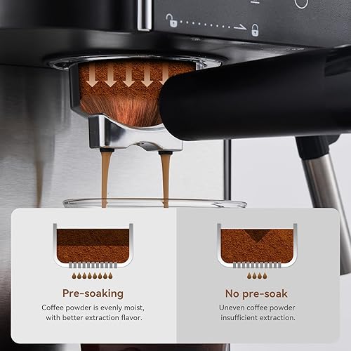 Miniatura 3 de Máquina de café espresso de 20 bares, cafetera espresso profesional con espumador de leche, varita de vapor para café con leche, capuchino, cafetera