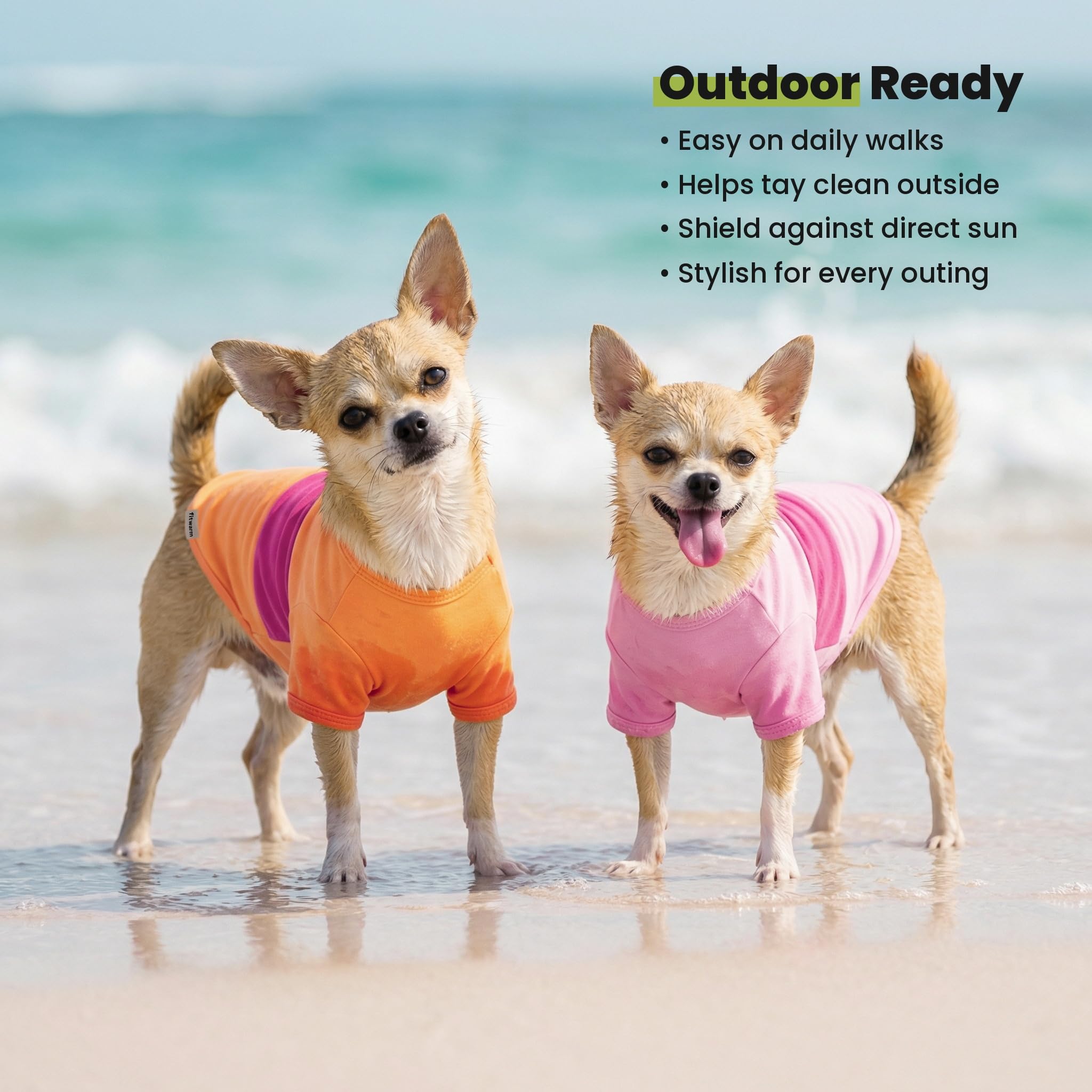 Fitwarm Lot de 3 Chemises rayées aux Couleurs contrastées pour Chien, vêtements d'été pour Petits Chiens, t-Shirts Respirants et légers pour Chien, Tenues pour Animaux de Compagnie, Rose, Orange