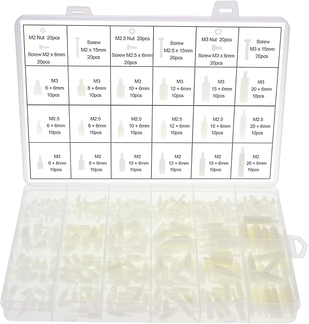 HSeaMall 360PCS M2 M2.5 M3 Nylon White Hex Spacer Screw Nut Standoff Accessories Assortment Kit Male to Female (360PCS M2 M2.5 M3 Nylon Black) (360PCS M2 M2.5 M3 Nylon Hex Spacer Screw Nut White)