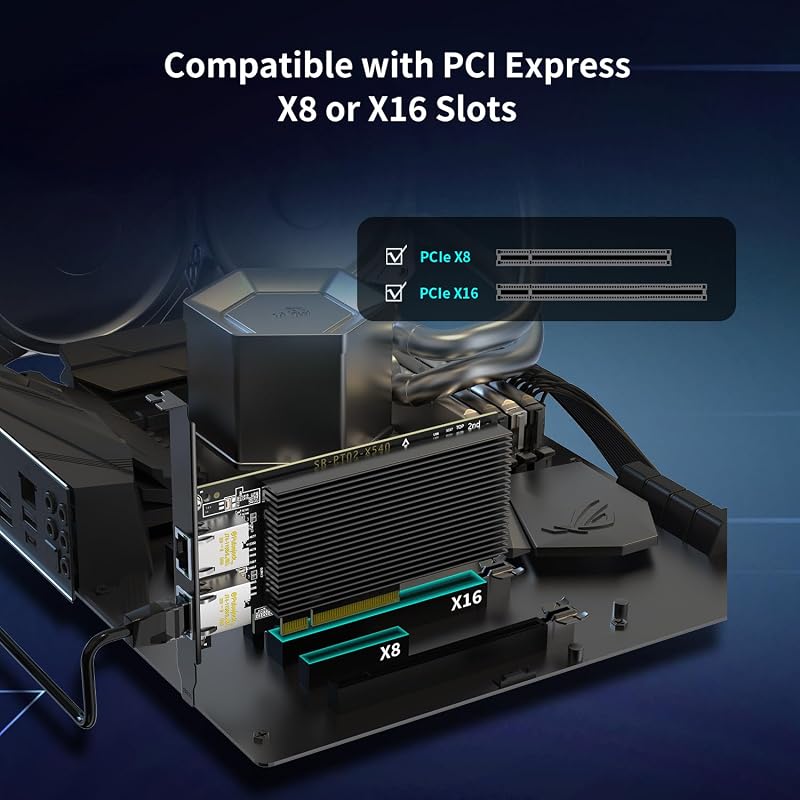 NICGIGA 10Gb Dual LAN PCI-e Hálózati Kártya, Intel X540 Vezérlővel, 2x RJ45 Porttal, 10Gbps Ethernet Adapter, Windows/Linux/VMware Kompatibi