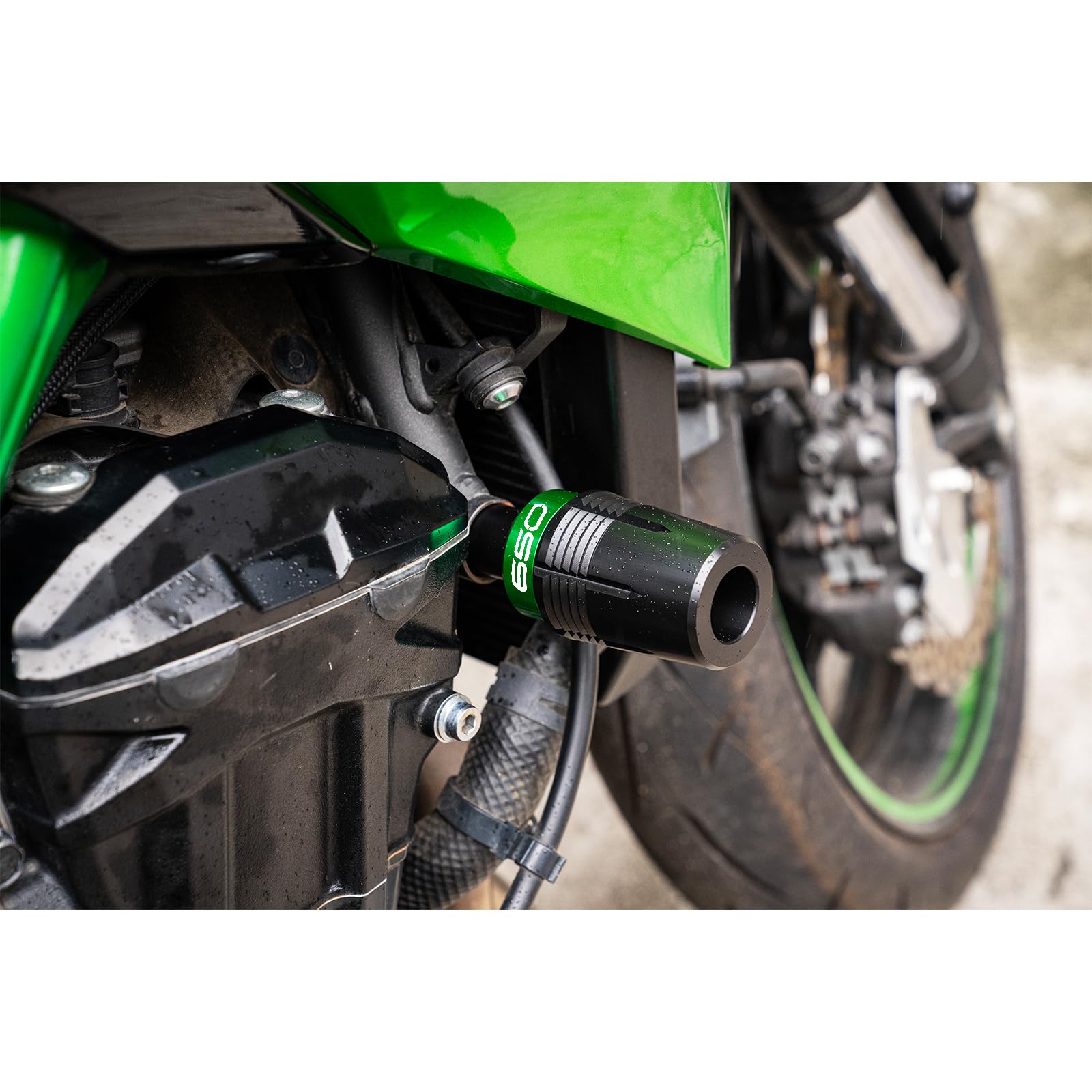 2025 Protezione Anticaduta Per Kawasaki Z650 Ninja 650 KRT Ninja650 2017-2024 Z650 RS Tamponi per moto Protezione Anticaduta Paratelaio (Verde)