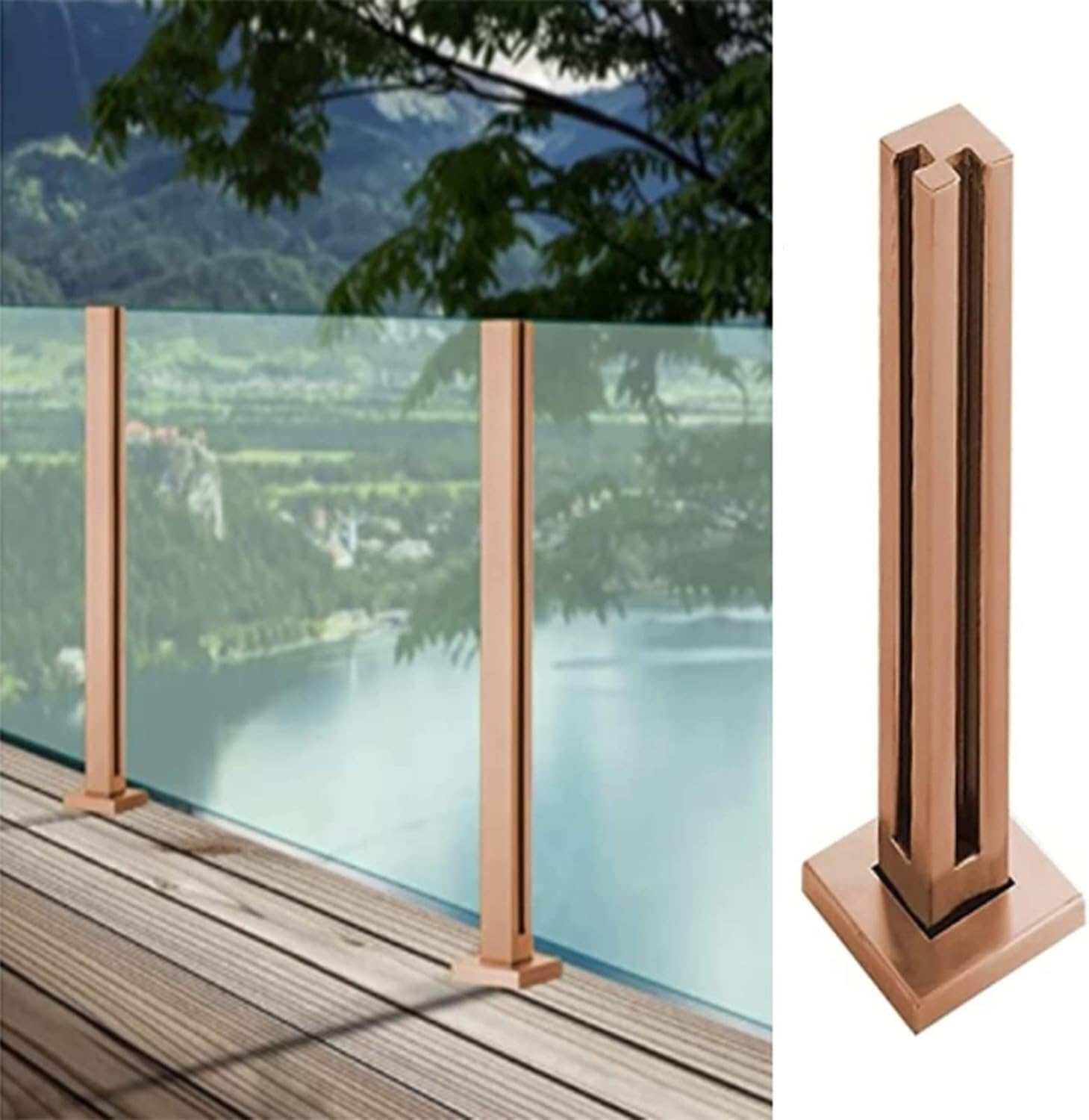 Poteau de garde-corps porteur pour clôture en verre de terrasse et balcon 85 cm