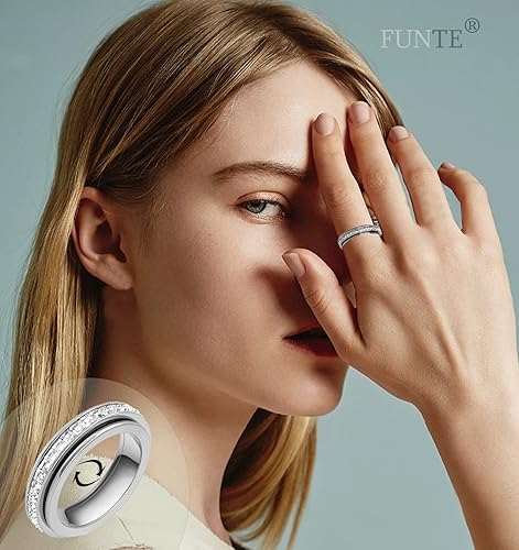 Miniatura 4 de Anillos de titanio de acero inoxidable para la ansiedad para mujeres y niñas, anillos para la ansiedad, anillos para el pulgar para aliviar el