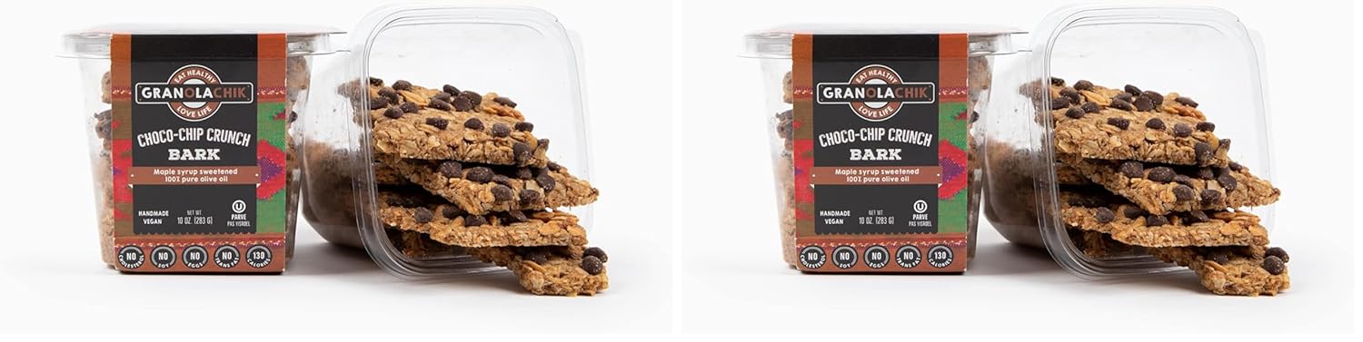 Granolachik Artisanal Granola Bark, Vegan, No Refined Sugars Maple Syrup Sweetened (Chocolate Chip, 10.00 Ounce (Pack of 2))