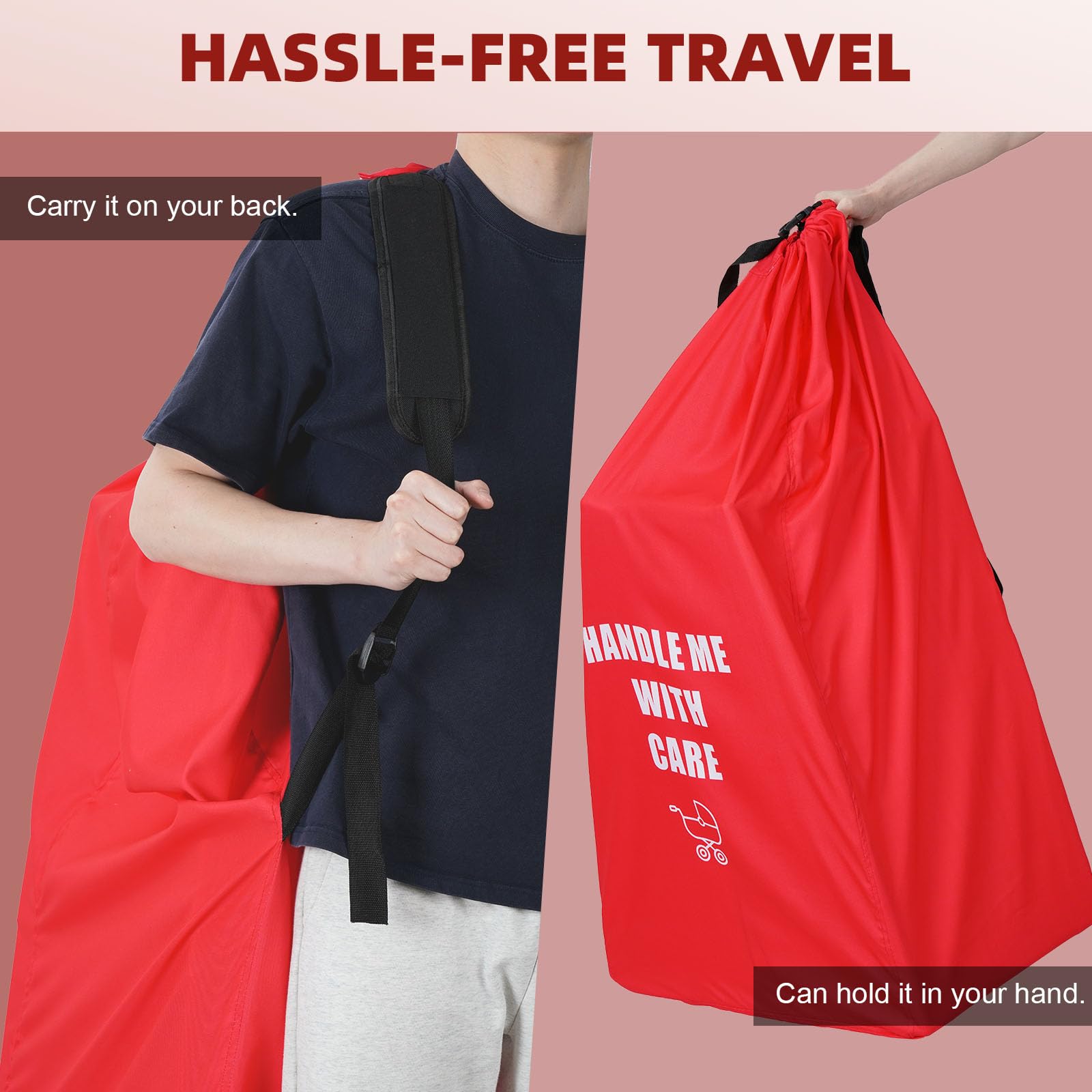 Borsa per passeggino per aereo, borsa a quadretti per passeggini singoli e doppi, impermeabile, grande borsa da viaggio per passeggini da jogging in aereo, borsa da viaggio (61 cm di lunghezza x