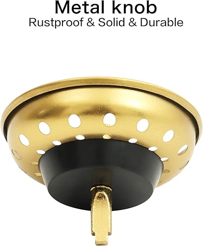 Miniatura 3 de Tapón de colador dorado para fregadero,Tapón de fregadero de acero inoxidable,Tapón de cesta de repuesto para fregadero de cocina dorado