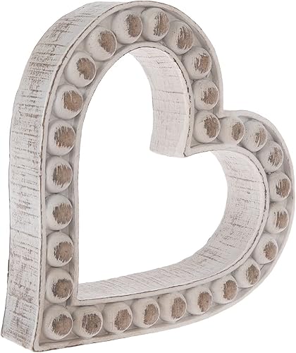 Hobby Lobby Whitewash - Recorte de cuentas con aspecto de madera, resina, corazón, hogar, mesa, entrada, decoración de boda