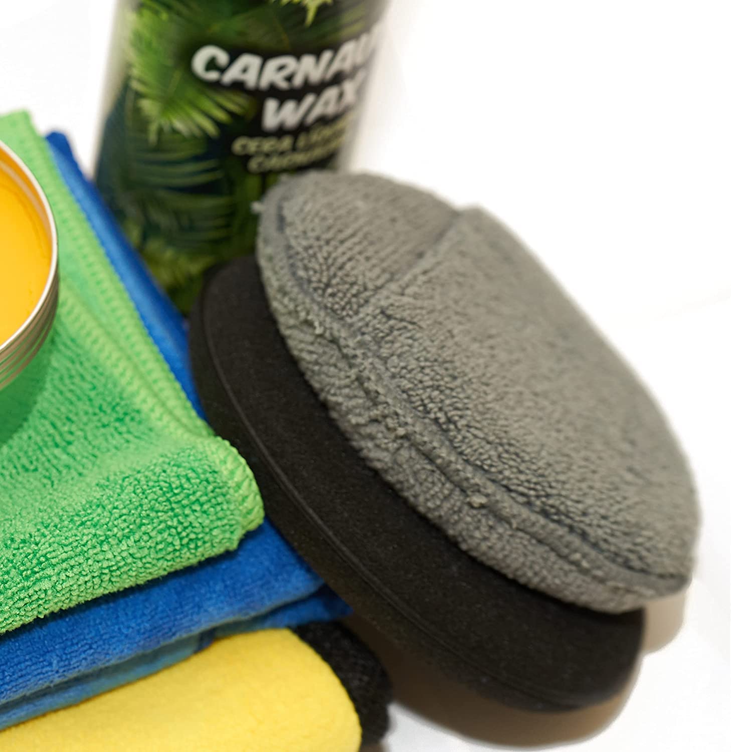 Pack Encerado GxDetail - Kit Cera Carnauba para Coche Gx Detail - Con Accesorios - Cera Líquida y Sólida - WAX Kit