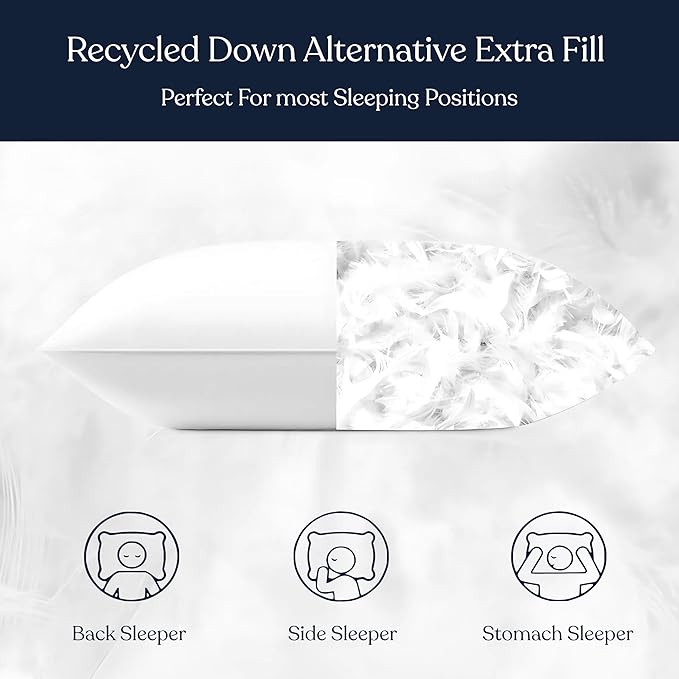 Set 2 Almohadas Relleno Alternativo a Plumas Algodón Orgánico 71x51 cm miniatura 5