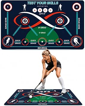 Hockey Training Mat Hockey Equipment for Indoor and Outdoor, Non-Slip and Quiet Hockey Mat for Adults and Children, 150 x 90 cm