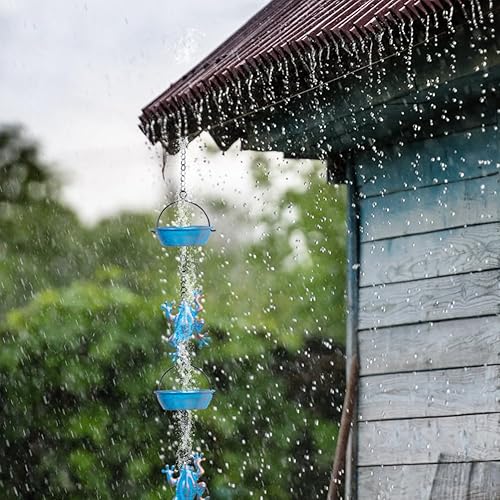 Miniatura 6 de giole Cadena de lluvia, cadenas de lluvia de rana de 11.4 pies con 12 tazas, cadenas de lluvia de bajante de repuesto funcionales y decorativas para