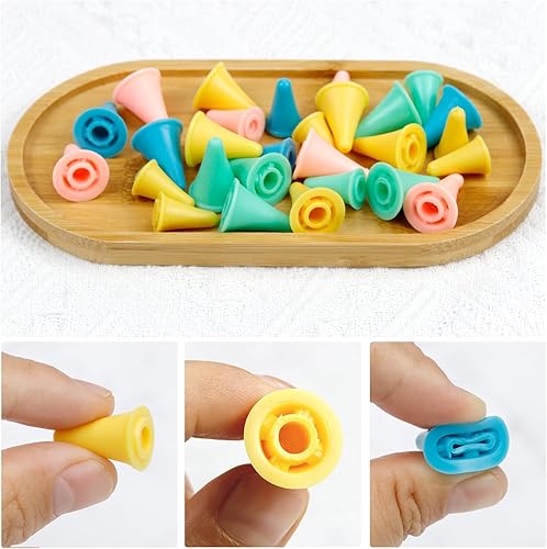 Miniatura 5 de FIVEIZERO 64 tapones protectores de puntos para agujas de tejer con caja de plástico, 32 tapas de agujas de tejer pequeñas y grandes (2 tamaños),