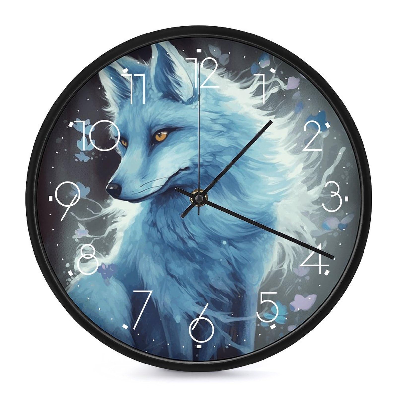 Horloges murales silencieuses Blue Fox sans tic-tac pour une chambre à coucher apaisante