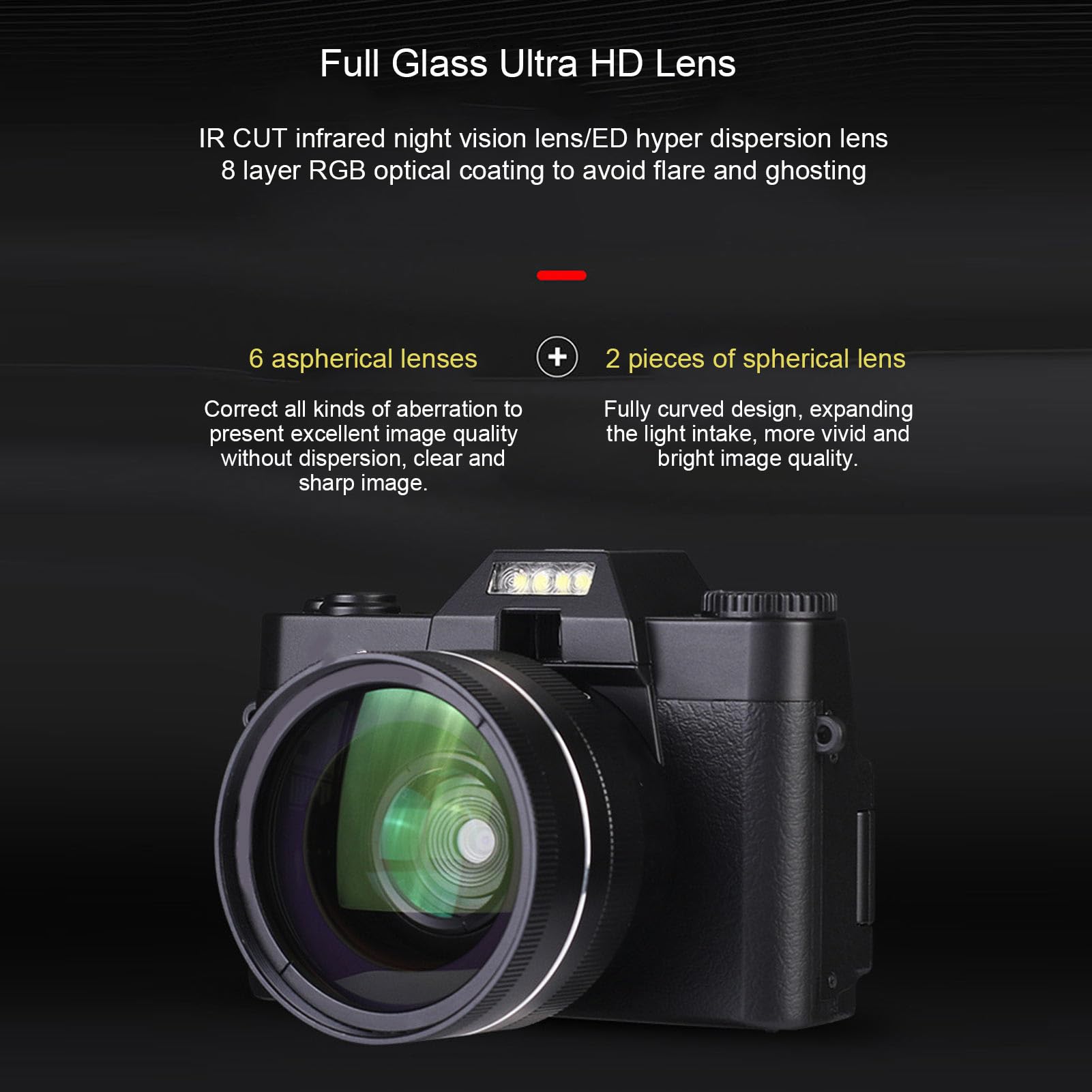 Cyfrowy Aparat Fotograficzny 4K do Fotografii, Aparat do Vlogowania 48 MP z Wi-Fi 3-calowy Ekran Odchylany o 180° Kompaktowy Aparat z 16-krotnym Zoomem Cyfrowym i Autofokusem