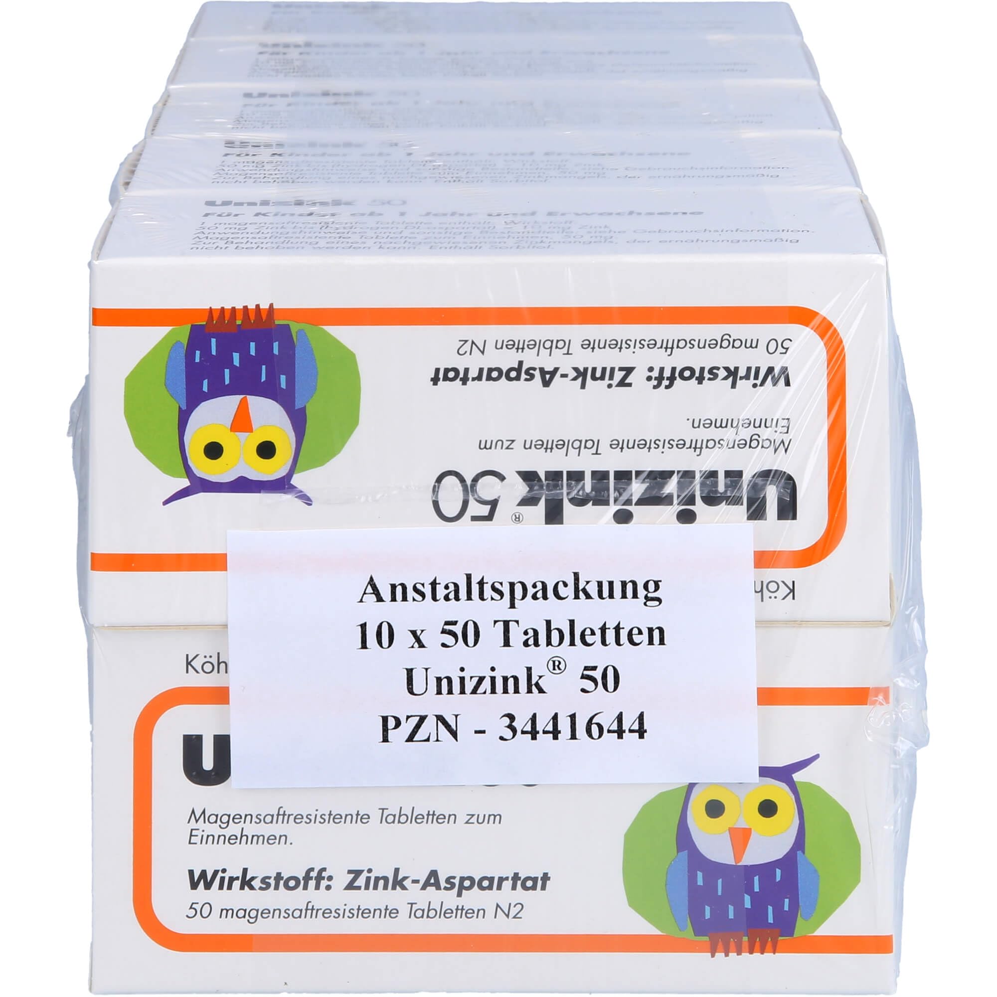 Unizink 50 magensaftresistente Tabletten, effektive Zinkversorgung für ein starkes Immunsystem, gesunde Haut, Haare und Nägel sowie zur Vorbeugung von Erkältungen und Müdigkeit, 10 x 50 St