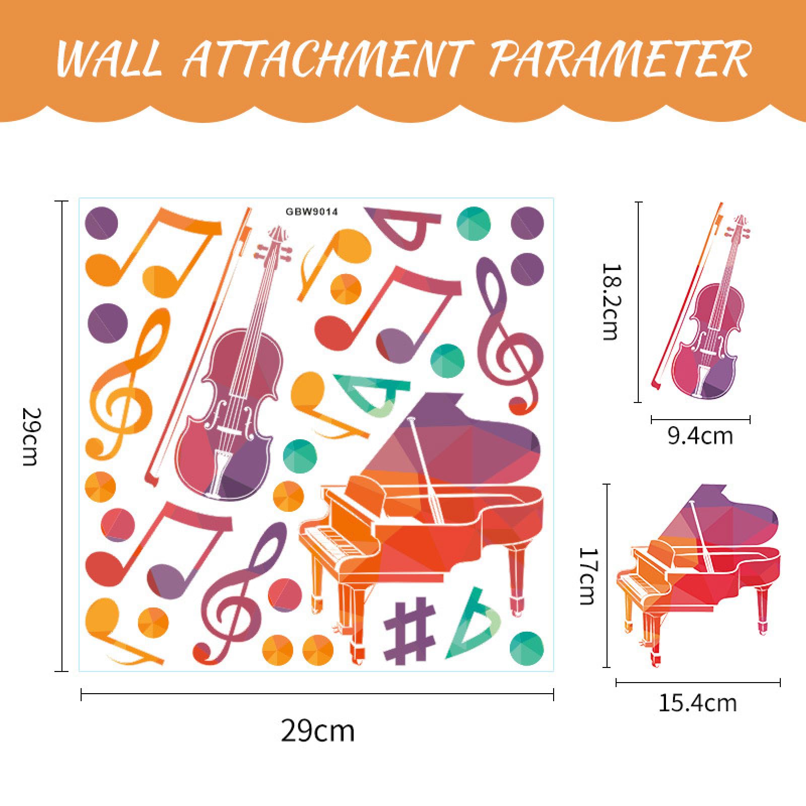 Adesivi Da Parete Adesivo da parete per strumenti musicali con note musicali disegnate a mano Removibile Adesivi da Parete per Camera Soggiorno Decorazione Casa
