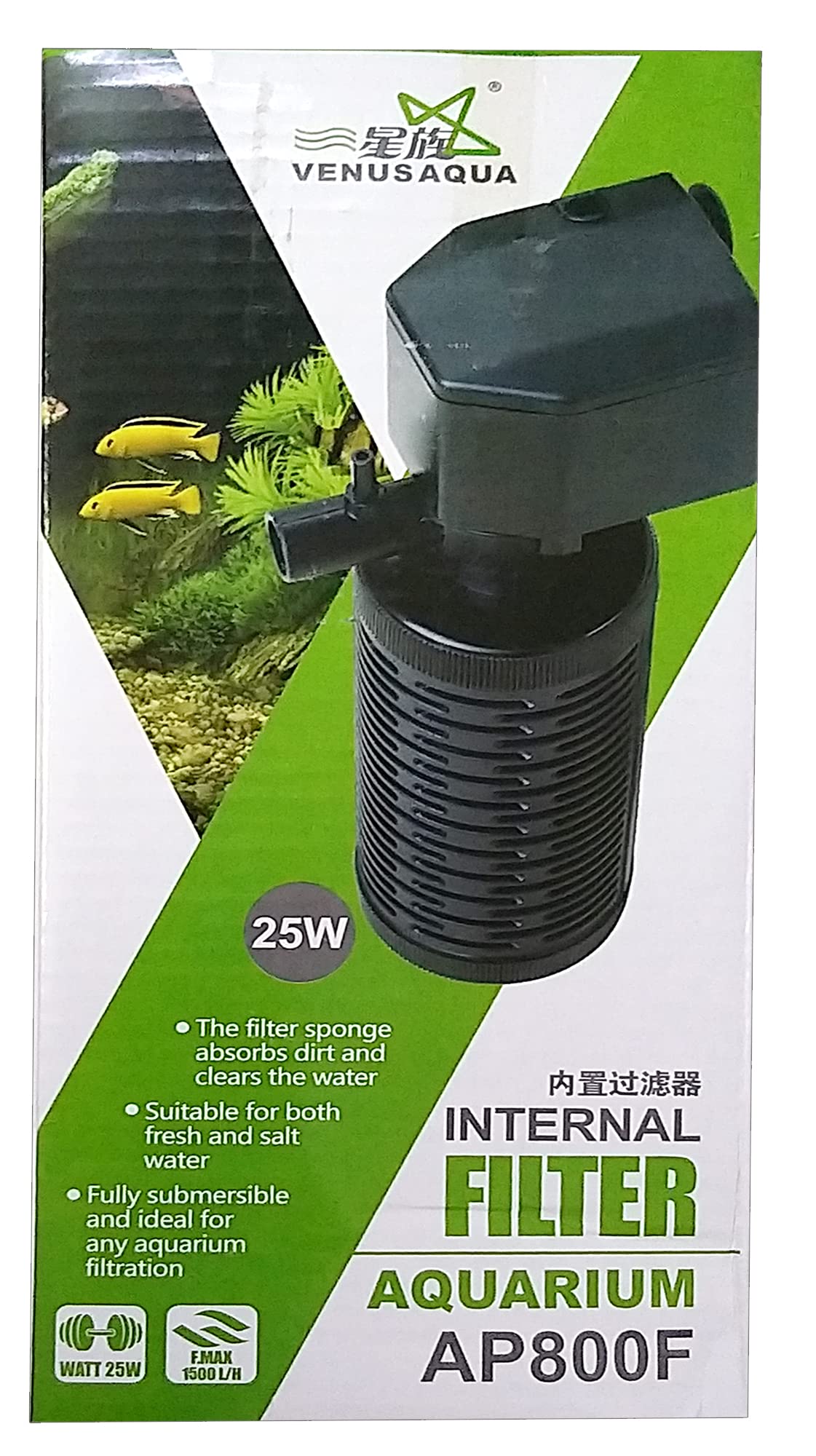VENUS AQUA Aquarium Internal Filter for Aquarium Fish Tank Suitable for 50-80 Litre Tank (Power: 25W, Flow MAX: 1500 L/H) (AP800F) (B09J1F4X2T) Amazon Price History, Amazon Price Tracker