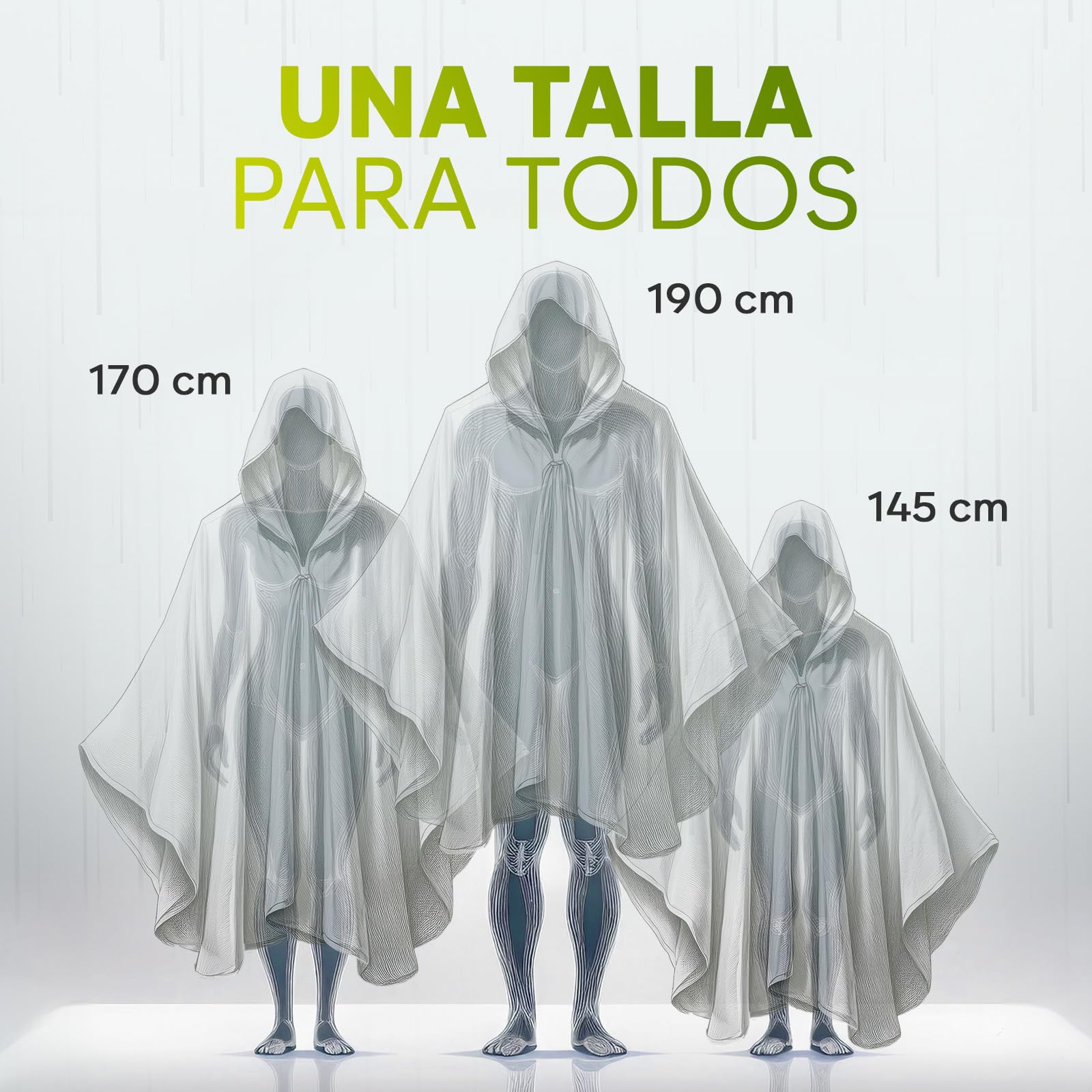 ZENO Poncho Impermeable Mujer y Hombre - Poncho Lluvia - Capa Lluvia Impermeable