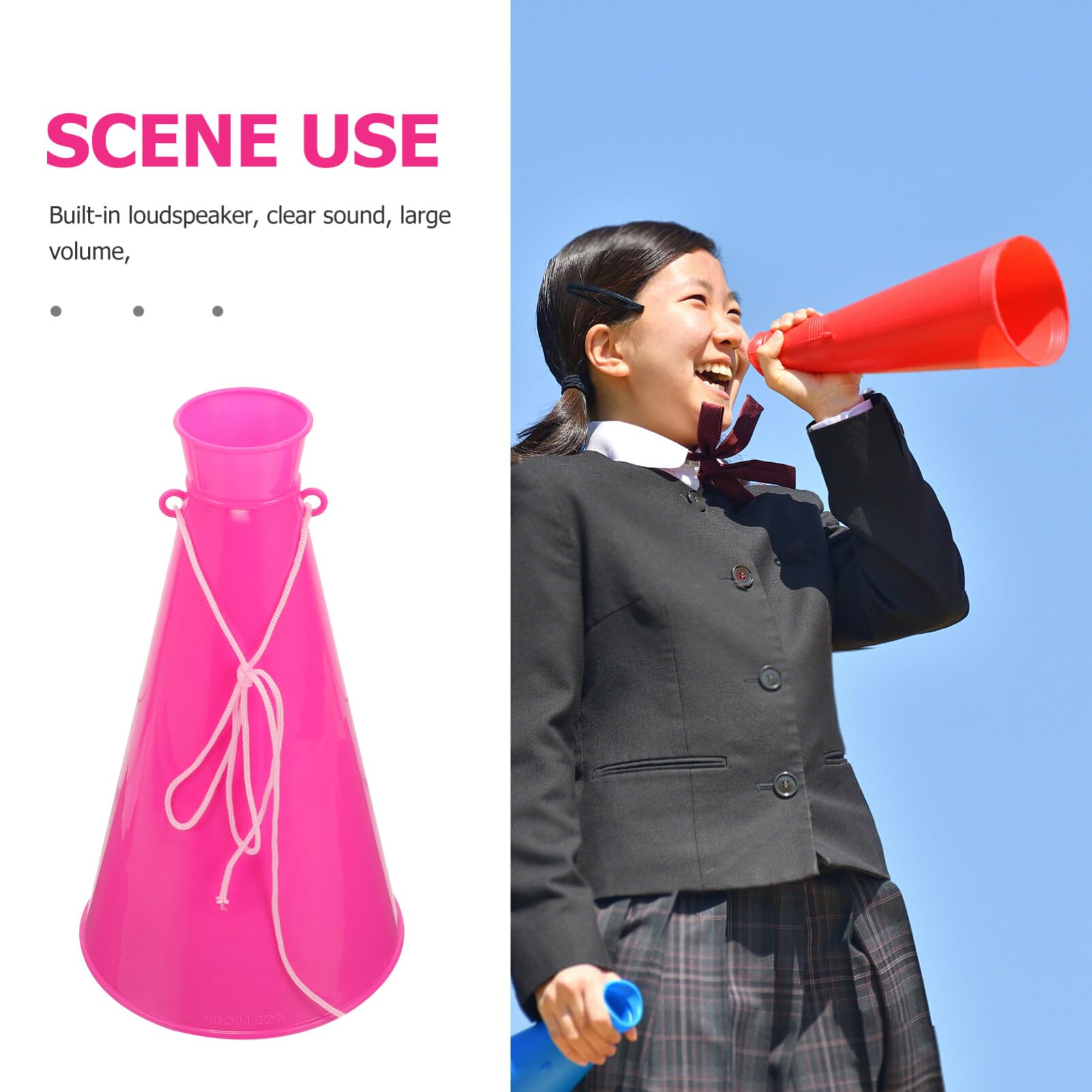 BESPORTBLE Green Plastic Megaphone, Cheer Megaphone Boost School Spirit Diy Cheerleading Megaphone Hearing Horn For Supersbowl Sports Events Parties Match Game Outdoor Activities - View #2