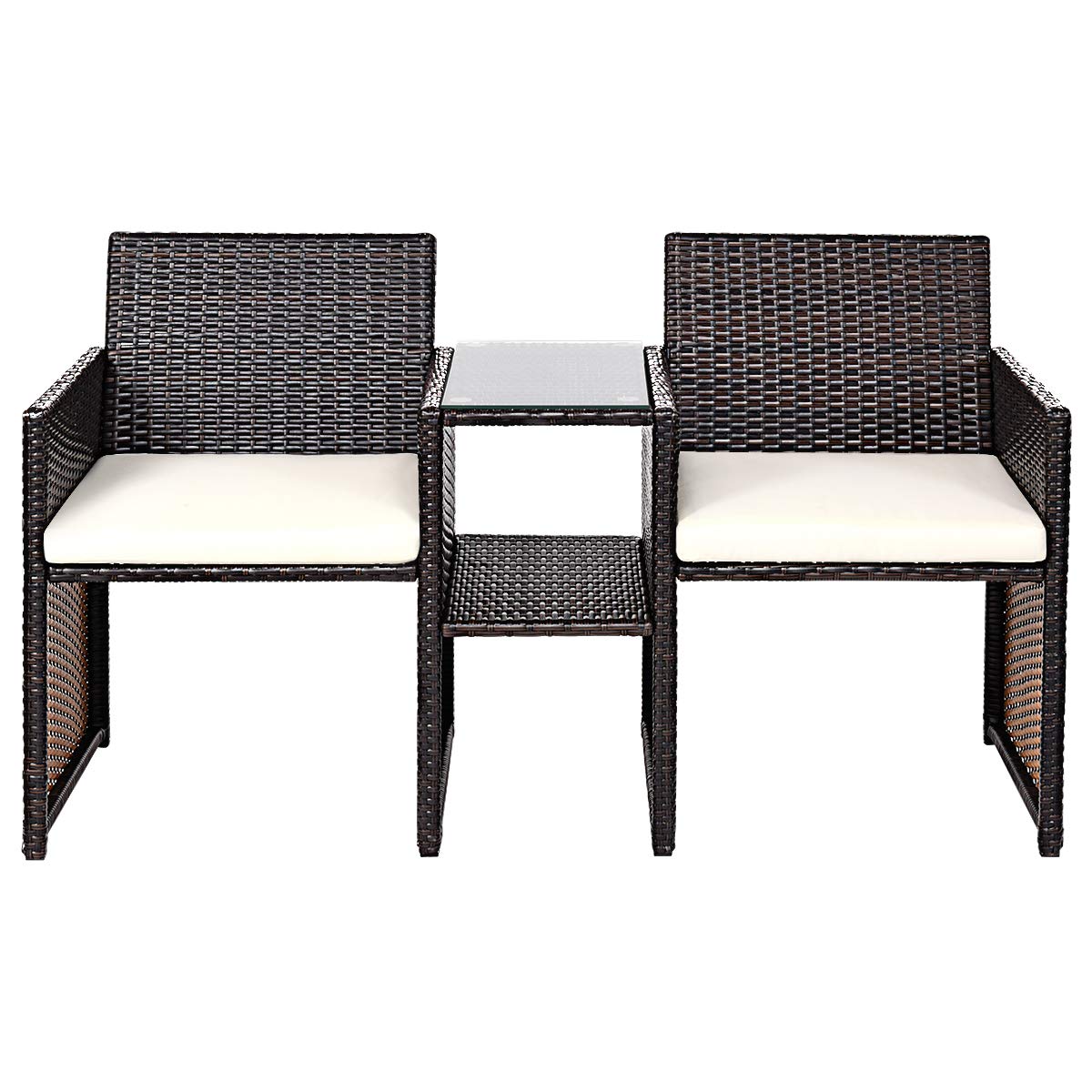 Casart Modern Conversation Set with Removable Cushions and Table, Rattan Furniture Set, Perfect for Garden, Lawn, Balcony and More
