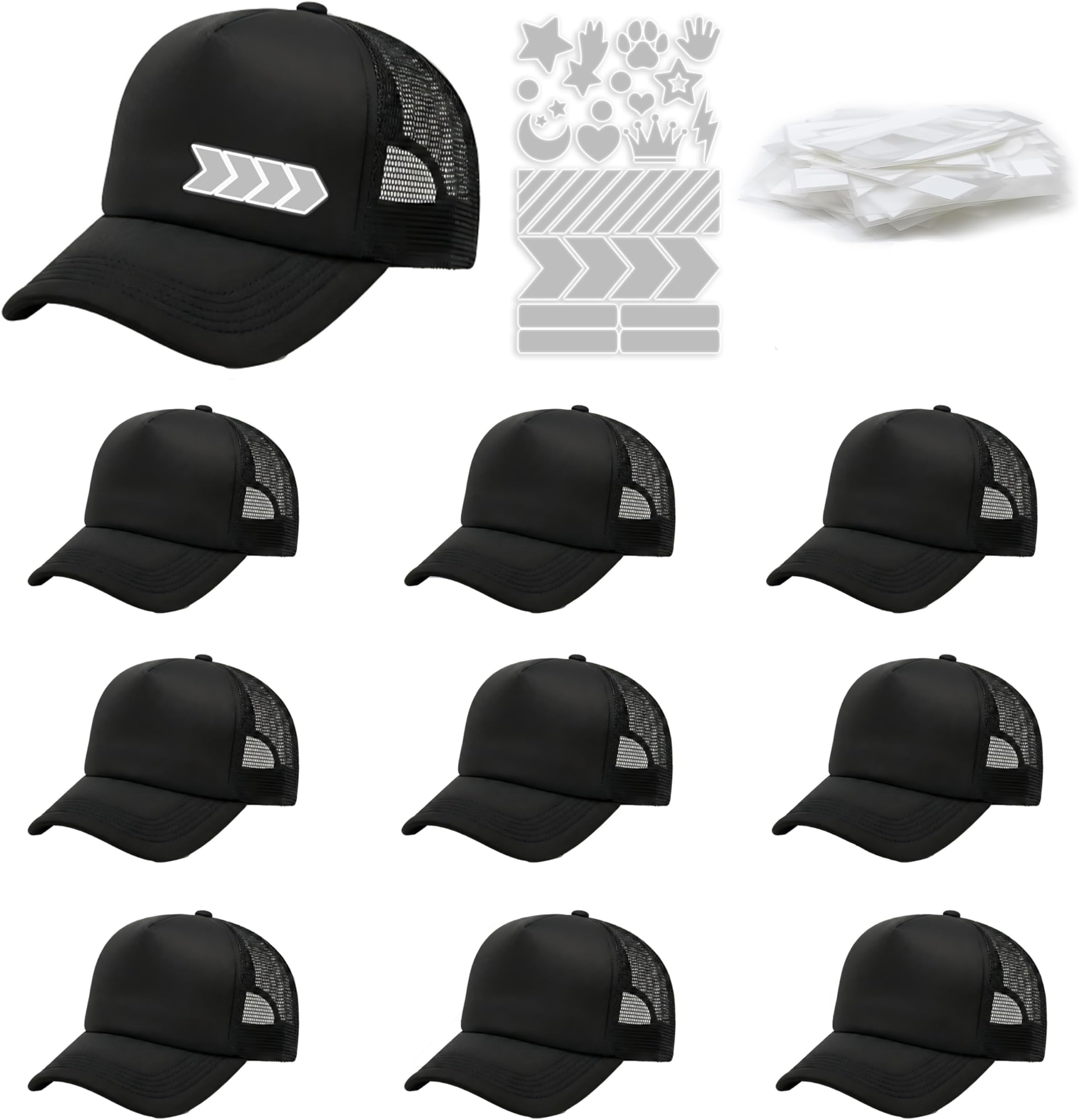 10 Pcs Sublimation Blank Trucker Hats Bulk Mesh Baseball Cap for Men and Women,Hat DIY Printable Heat Transfer Paper
