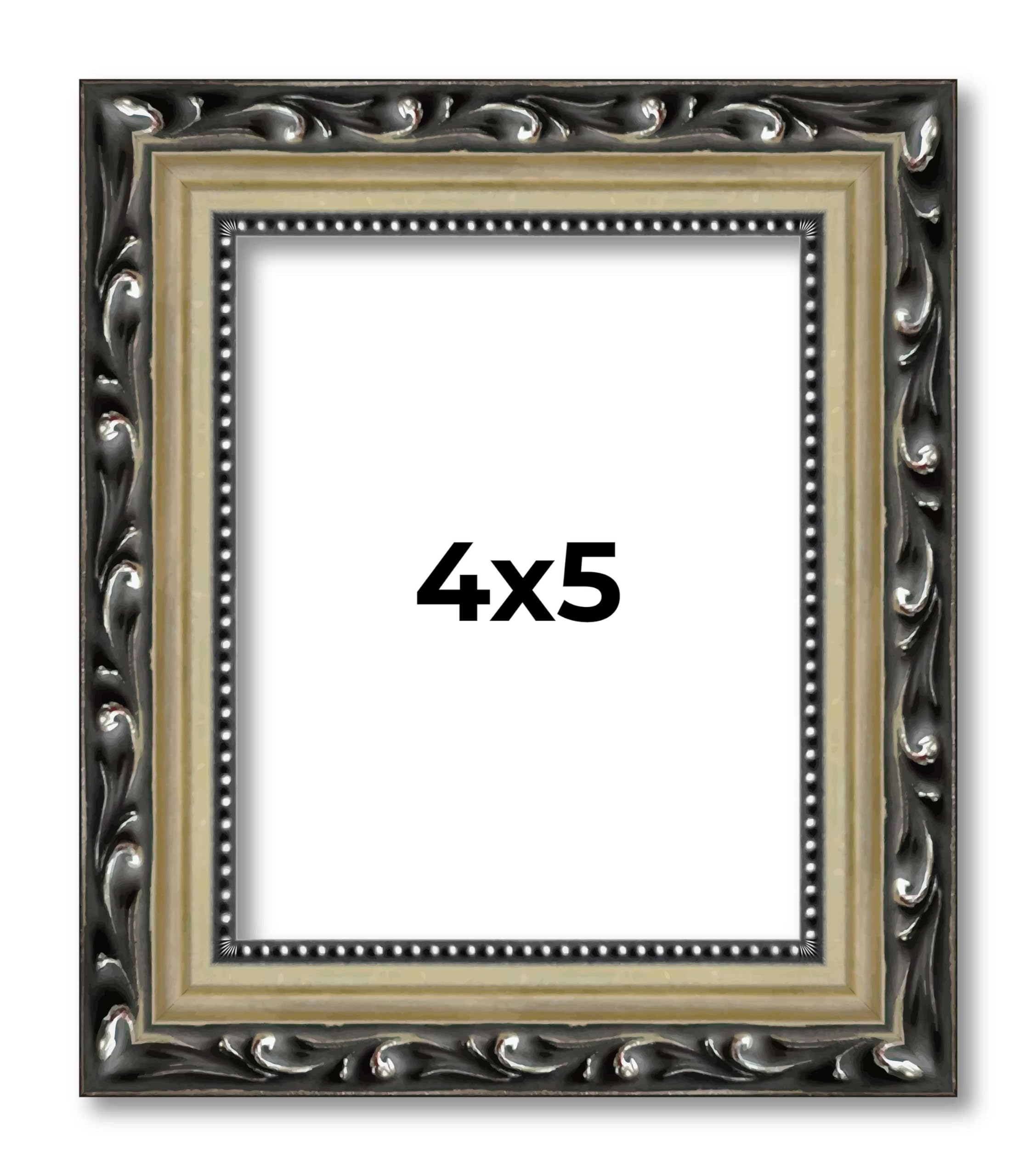 Poster Palooza 4x5 Frame Silver Ornate Antique Solid Wood
