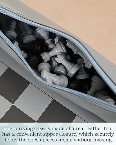 Miniatura 6 de DN DECONATION Juego de ajedrez de viaje portátil, pequeño tablero de ajedrez enrollable con piezas de resina, juegos de ajedrez de viaje para