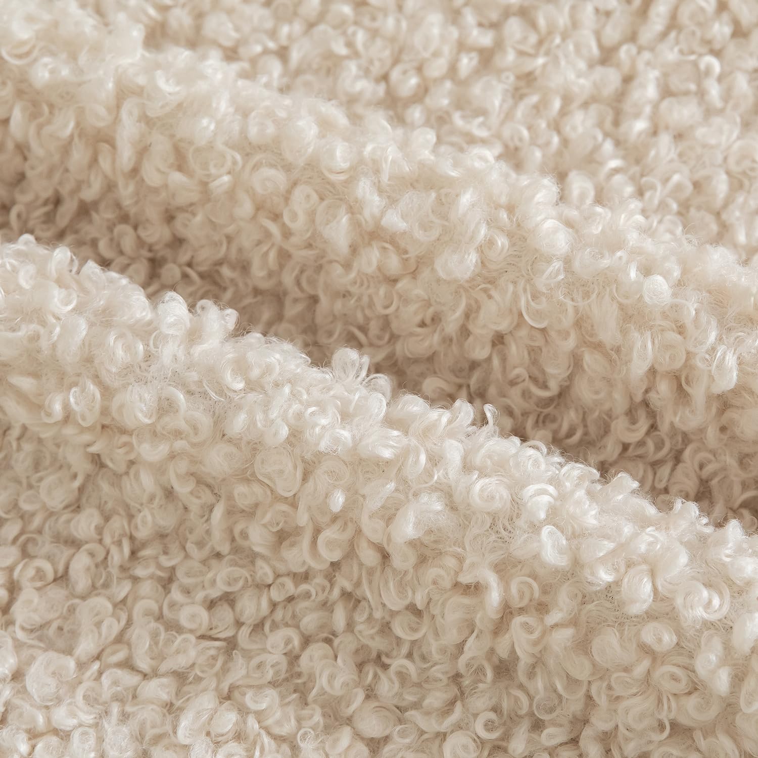 YAERTUN Pack of 2 Faux Fur Cushion Covers Decorative Sherpa Boucle Throw Pillow Covers Fuzzy Soft Sheepskin Fleece Pillowcases for Couch Sofa Bed Living Room 12x20 Inch 30x50cm Beige - Image 3