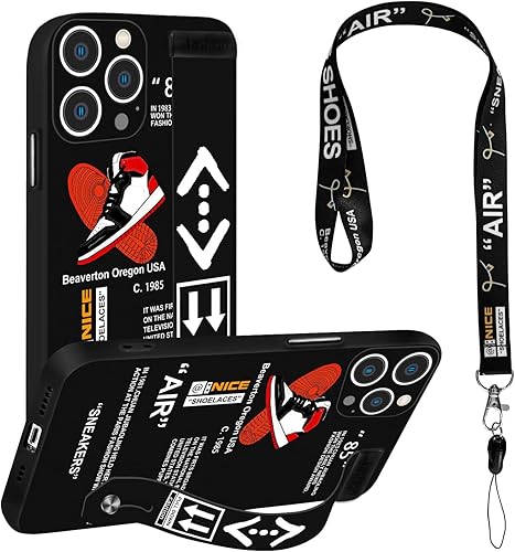 STORYBOX Funda protectora para iPhone 14 Pro Max Cool para niños, zapatos deportivos, estilo de marca, diseño con función atril y diseño moderno de