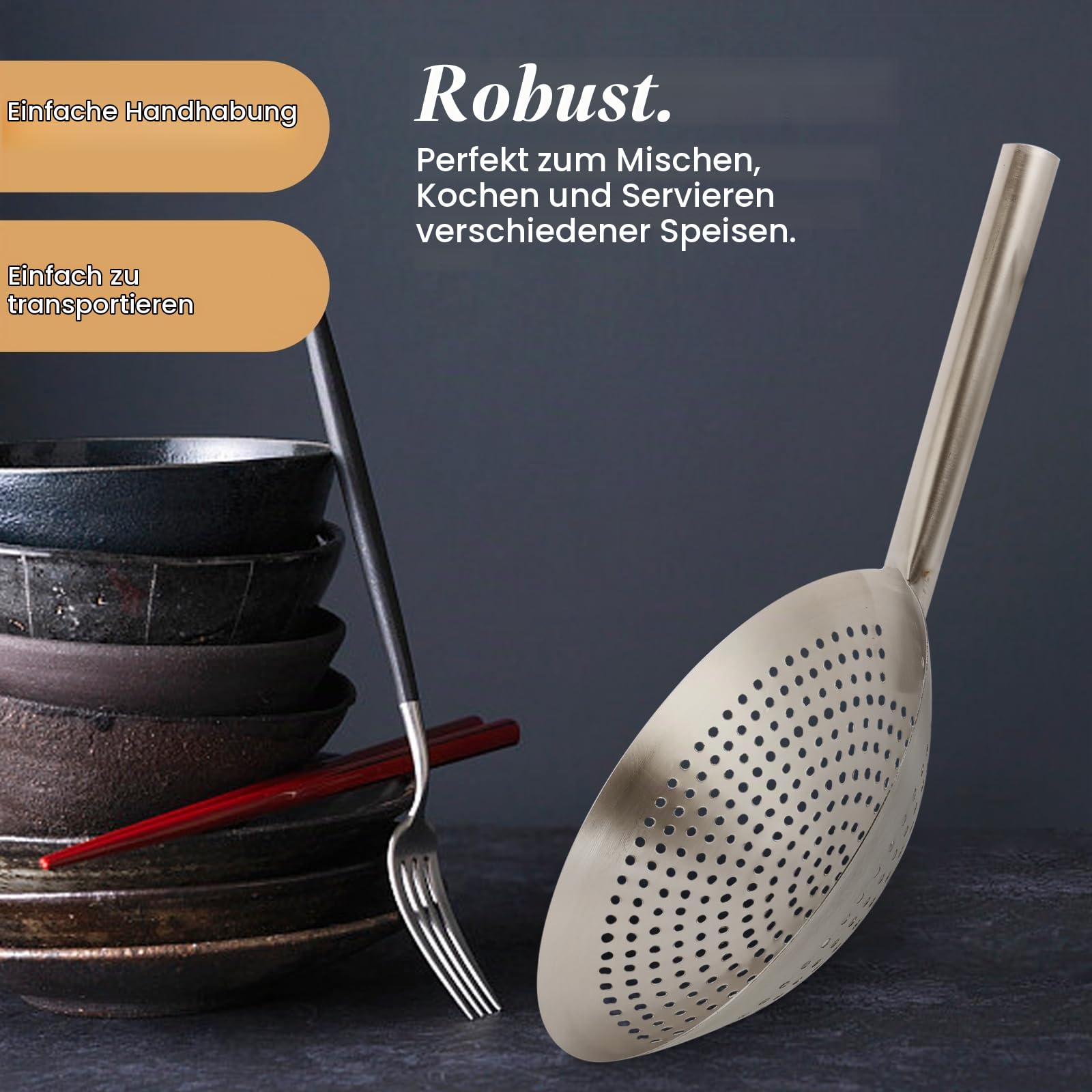 Housoutil Edelstahl Filtersieb Löffel 51X30Cm Multifunktional Feines Maschendraht Sieb Küchenhelfer Zum Abseihen Von Gemüse Fleisch Und Öl in Haushalt Und Restaurant