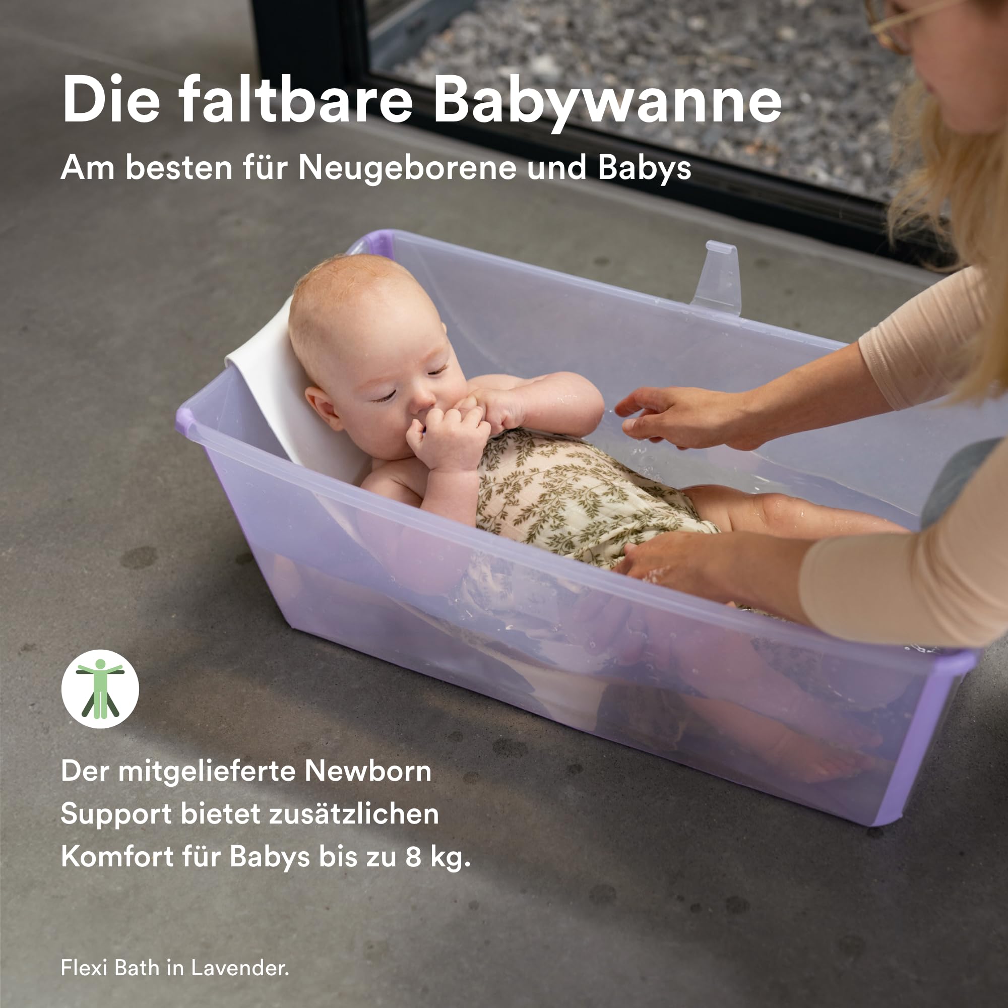 Stokke Flexi Bath (Ocean Blue) mit Newborn Support - Robust & einfach zu verstauen - Bequem für zuhause oder auf Reisen - Ideal für Neugeborene & Kinder bis 48 Monate