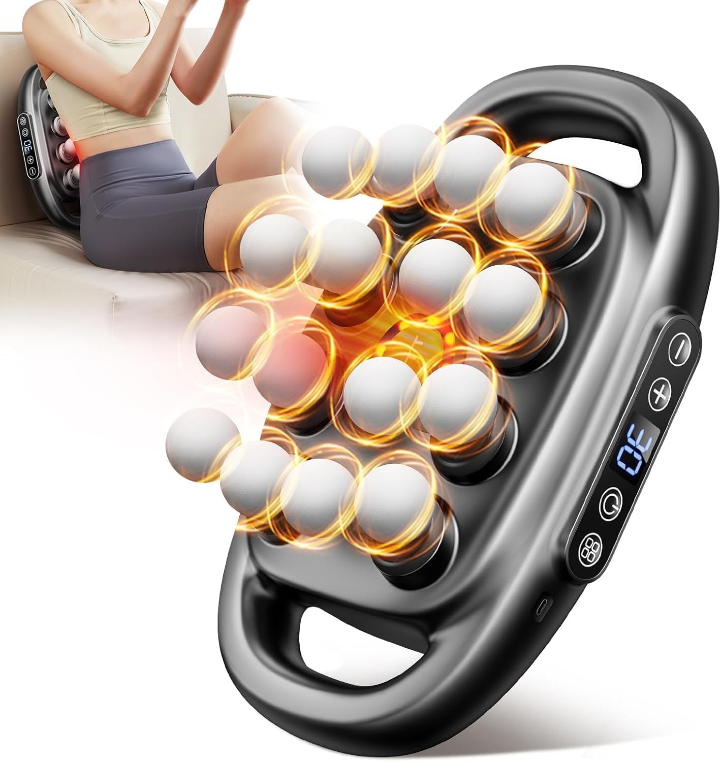 CALMORA 16 Head Deep Tissue Massage Gun for Muscle Pain Relief – Percussion Massager with 30 Speeds & 3 Modes, Quiet Handheld Massage Gun for Back, Neck, Legs & Full Body Recovery-image-24
