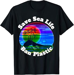 Save The Sea Ban Plastic Straws Plastic Free July T-Shirt
