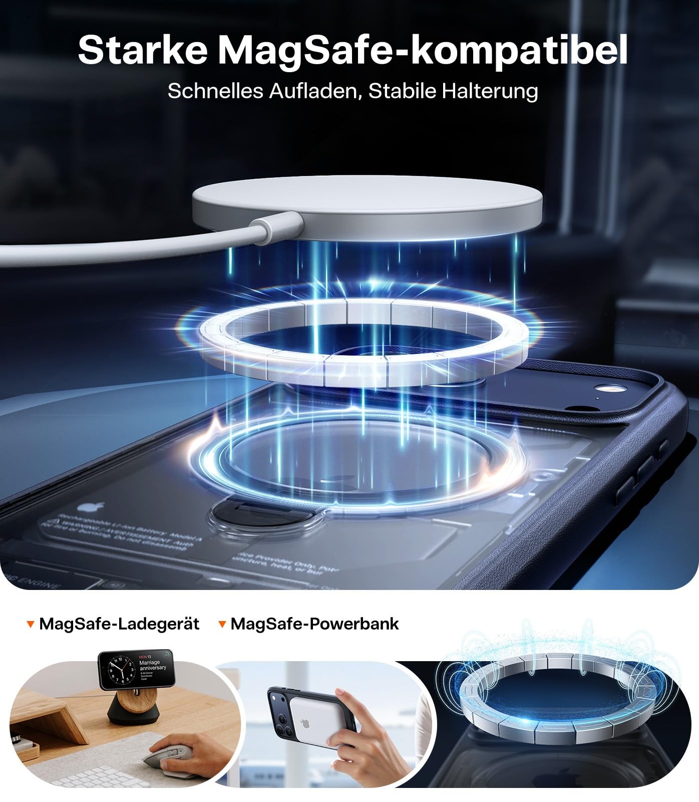 TORRAS Ostand Q3 Spin für iPhone 17 Pro Hülle (360°Stabilen Ständer für Magsafe) Militärschutz Handyhülle für iPhone 17 Pro Case mit Kamera-Tastenschutz Schlank Kratzfeste Matt Rückseite Blau