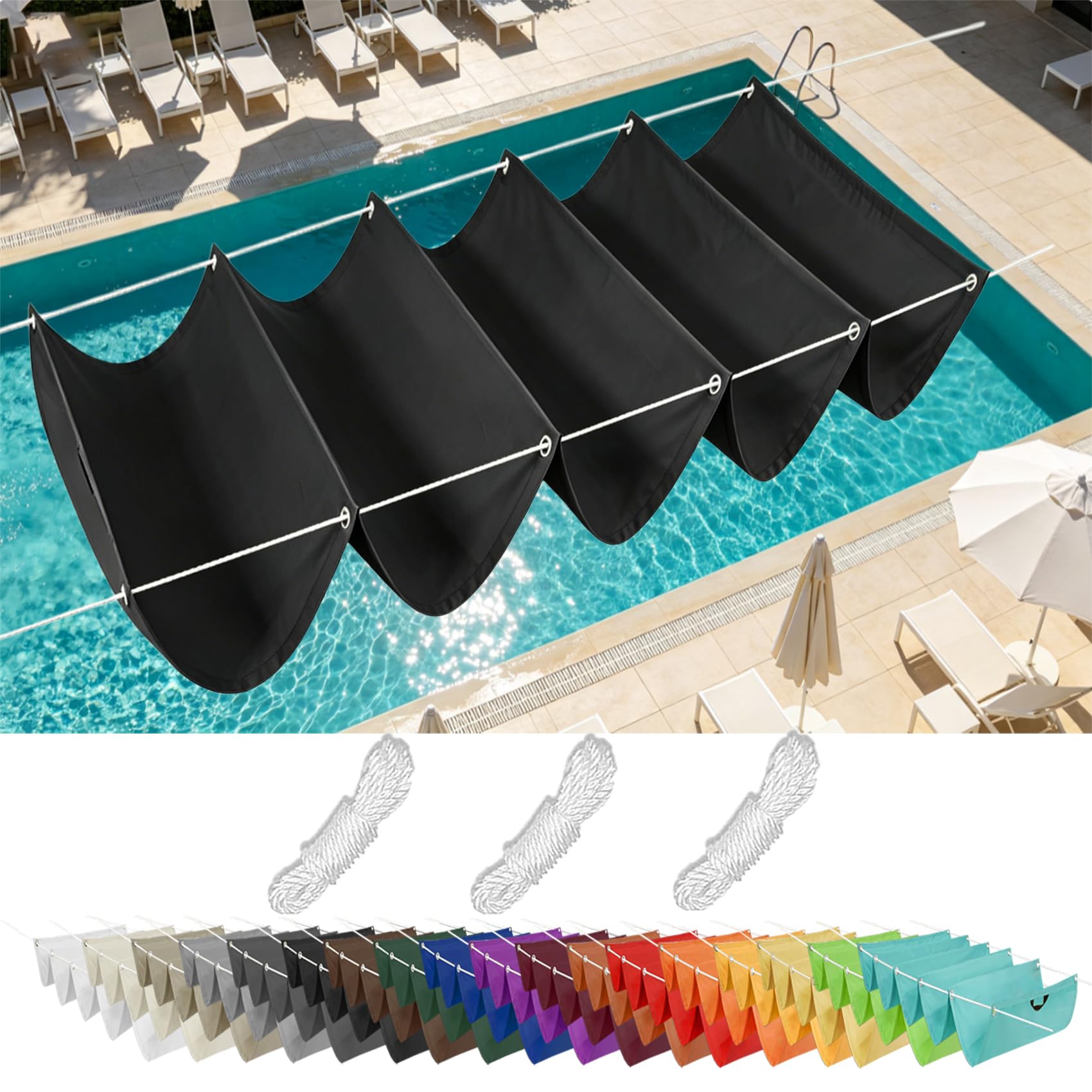 Voile ombrage rétractable noir pour créer de l'ombre au gazebo