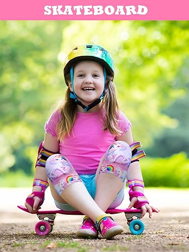 Miniatura 4 de 2 pares de rodilleras para niños, de unicornio, antideslizantes, acolchadas, de esponja, transpirables, flexibles, rodilleras elásticas para niños,