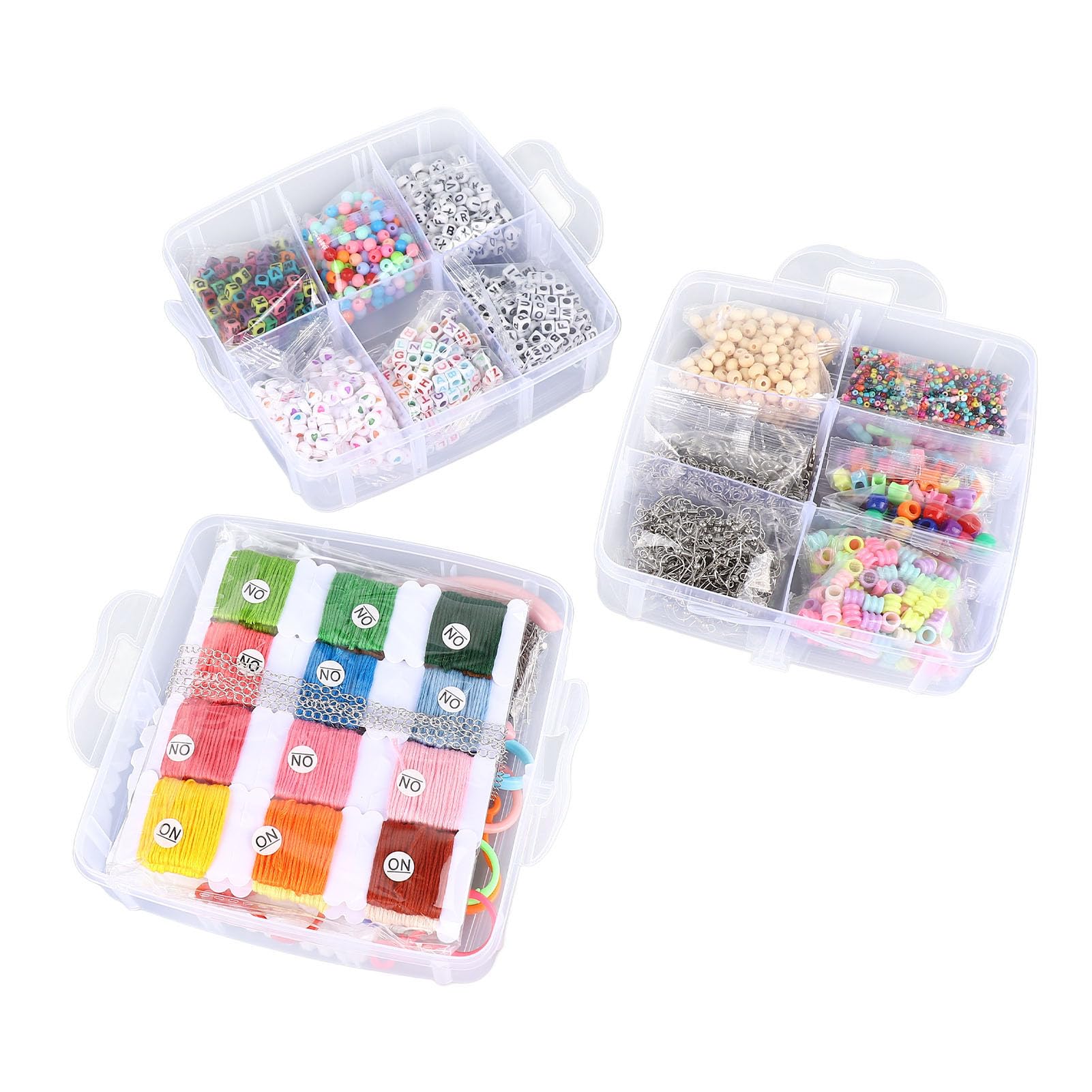 Armband-Herstellungsset mit 3352 Perlen, Schmuckherstellungszubehör für Kinder und Anfänger, verschiedene Stile, kräftige Farben, Perlenset, inklusive 48 Werkzeugen und Fäden,