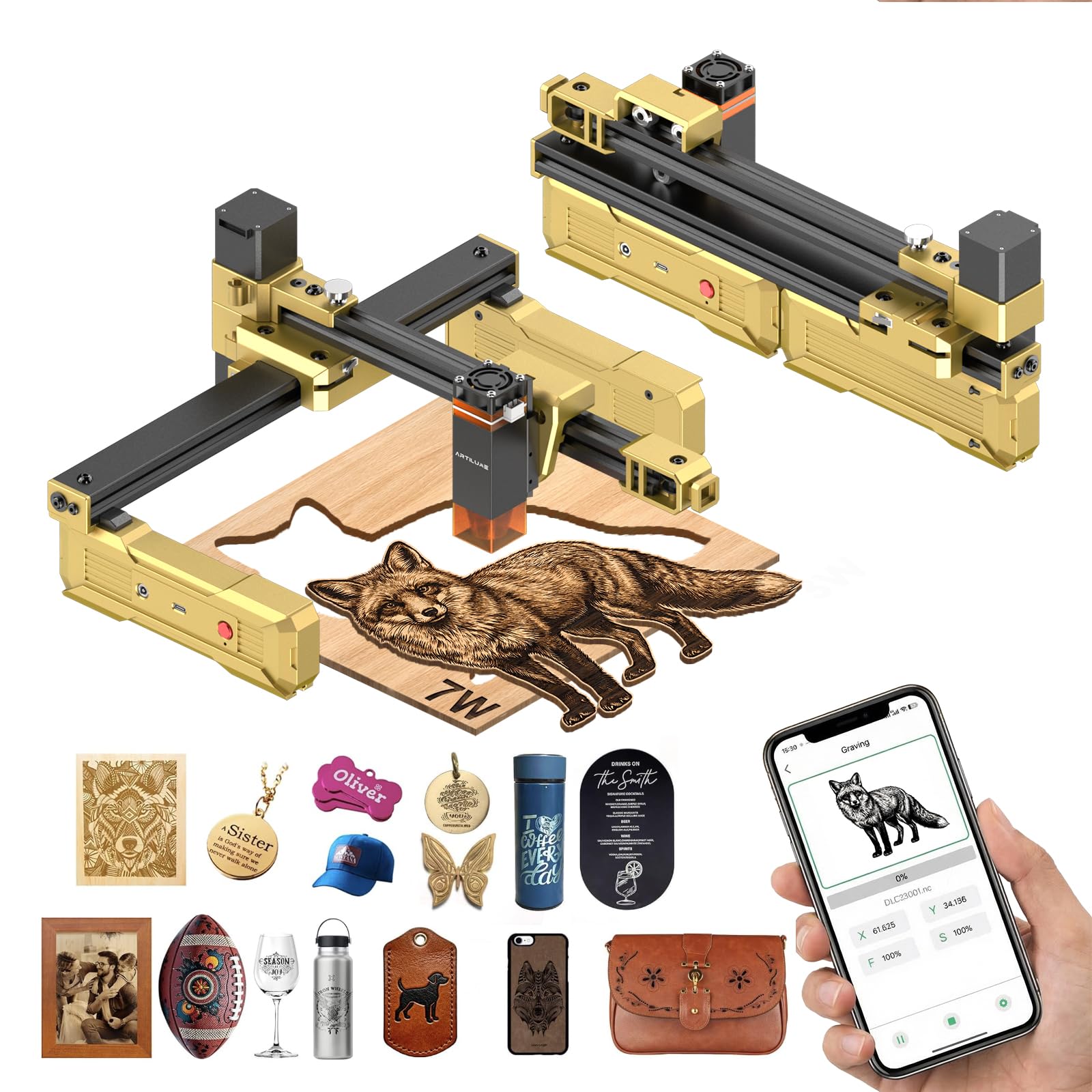 Artilume Laser Engraver 7000mW with App Laser Engraving Machine | Portable Laser Cutter,A…