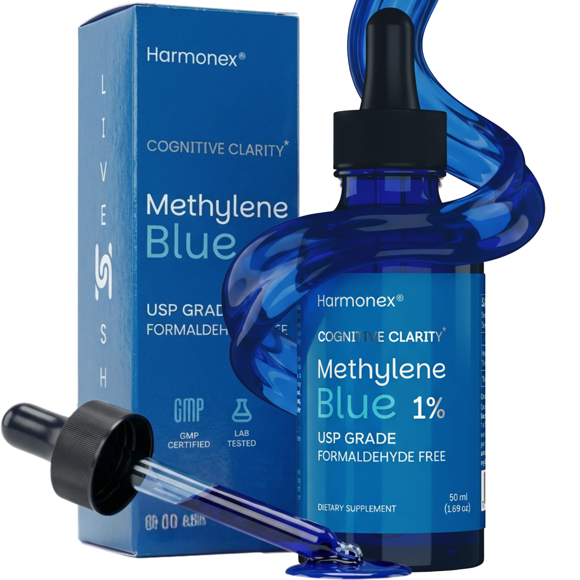 Methylene Blue Drops 1% USP Grade – Mental Clarity & Cellular Energy Support – Pharmaceutical Grade, 3rd Party Tested, No Alcohol or Formaldehyde –