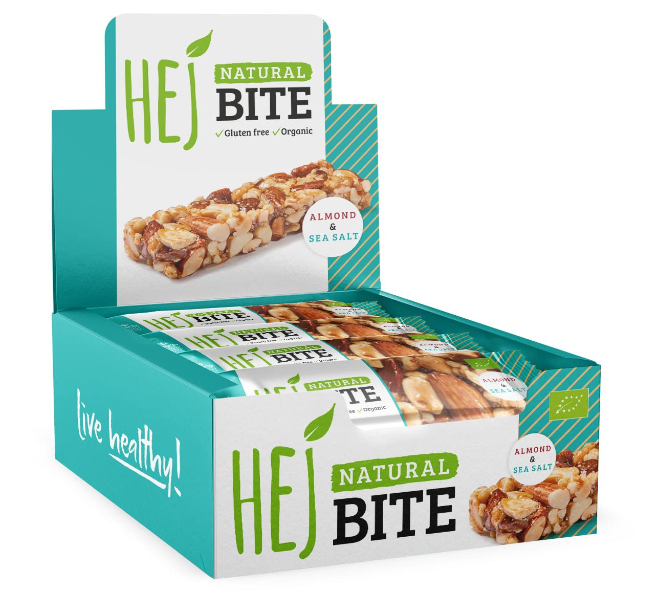EJ Organic Nut Bar Bio-Nuss-Riegel - Low-Carb Snack mit Nüssen - Veganer Energieriegel mit Mandeln & Cashews - Glutenfrei - Berries 12 x 40g (12 Stück (1er Pack), Almond)