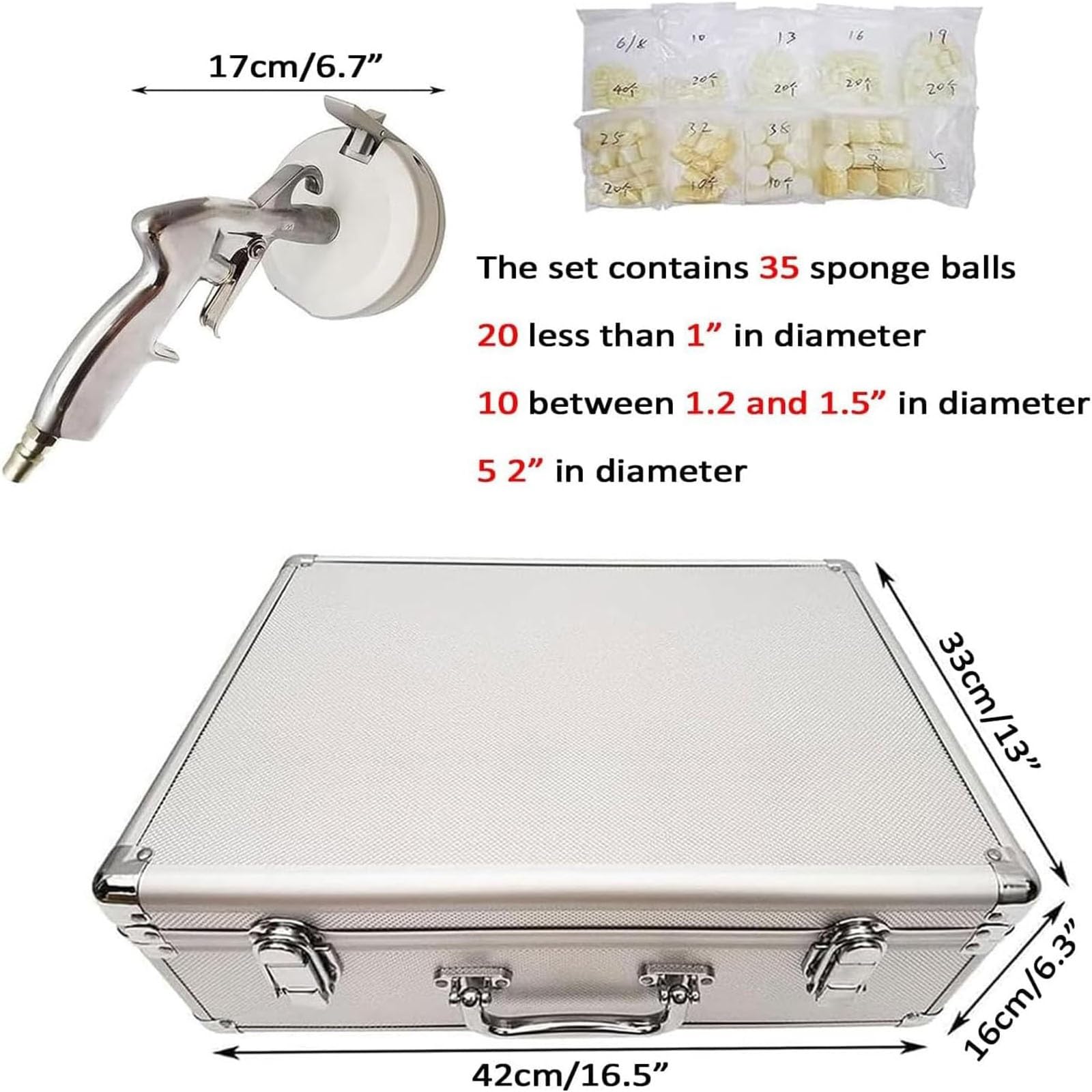 Kit Di Lancio Pneumatico Per Pulizia Tubi Idraulici, Strumento Per Lavaggio Tubi Alimentato Ad Aria Con 9 Ugelli, Proiettili In Spugna Per Manutenzione Interna Tubi Industriali, Adatto Per 6-51mm
