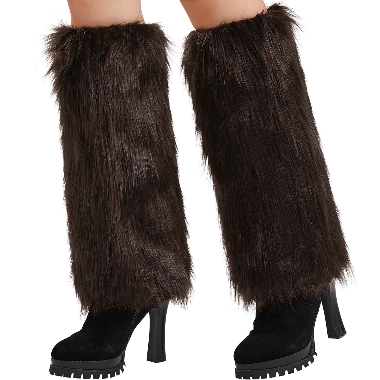 Nanxson Womens Faux Fur Leg Warmer Winter Furry Long Boot Cuffs Cover Halloween,Christmas,Party,Cosplay Rave Festival Outfit,Girls Furry Fluffy Cuff Boot,Warm Sleeve with Satin Lining