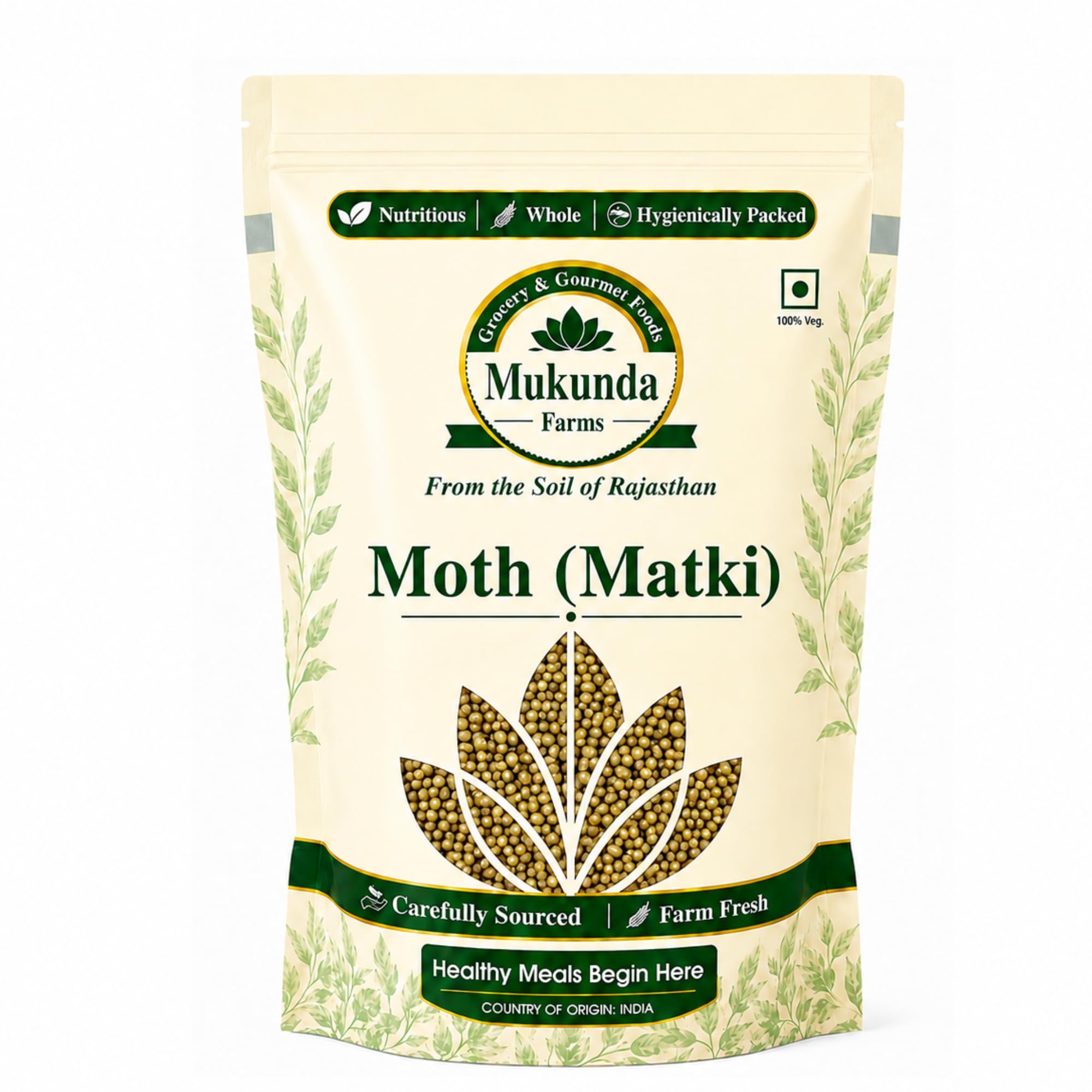 mukunda farms premium moth beans (matki) whole | moth dal | dew beans | turkish gram | high protein & fiber rich pulses | naturally sourced, hygienically packed | vegetarian (500gm)