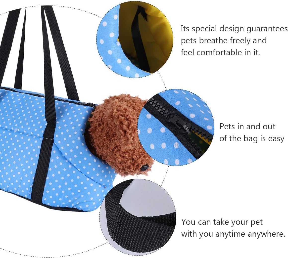 SHINEOFI Portable Small Dog Backpack Blue Breathable Scratch-Resistant Pet Shoulder Bag with Strap for Outdoor Travel and Comfortable Carrying